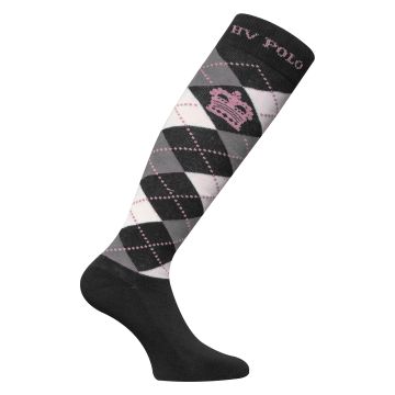 Sokken HVP-Argyle -  Black-Silvergrey melange-Rose